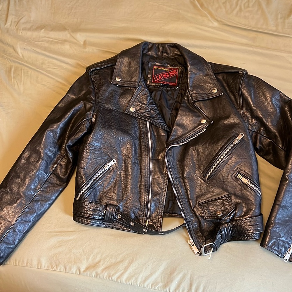 Genuine leather biker jacket XL